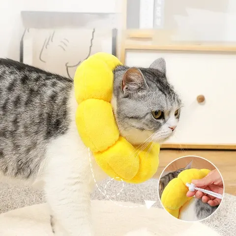 Sonnenblumen-Haustier Halsband Verstellbare Anti-Biss-Chirurgie Anti-Leck-Wundheilung Katzen Schutz Halsbänder