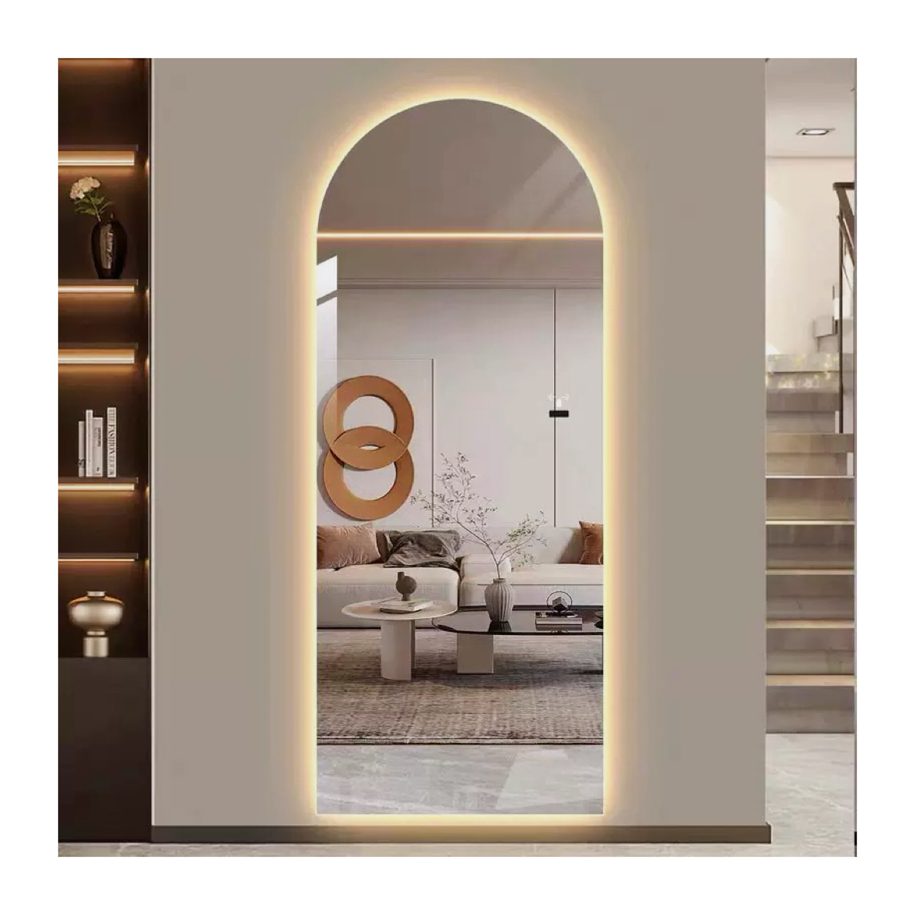 Frameless Arched LED Full-Length Floor Mirror 2