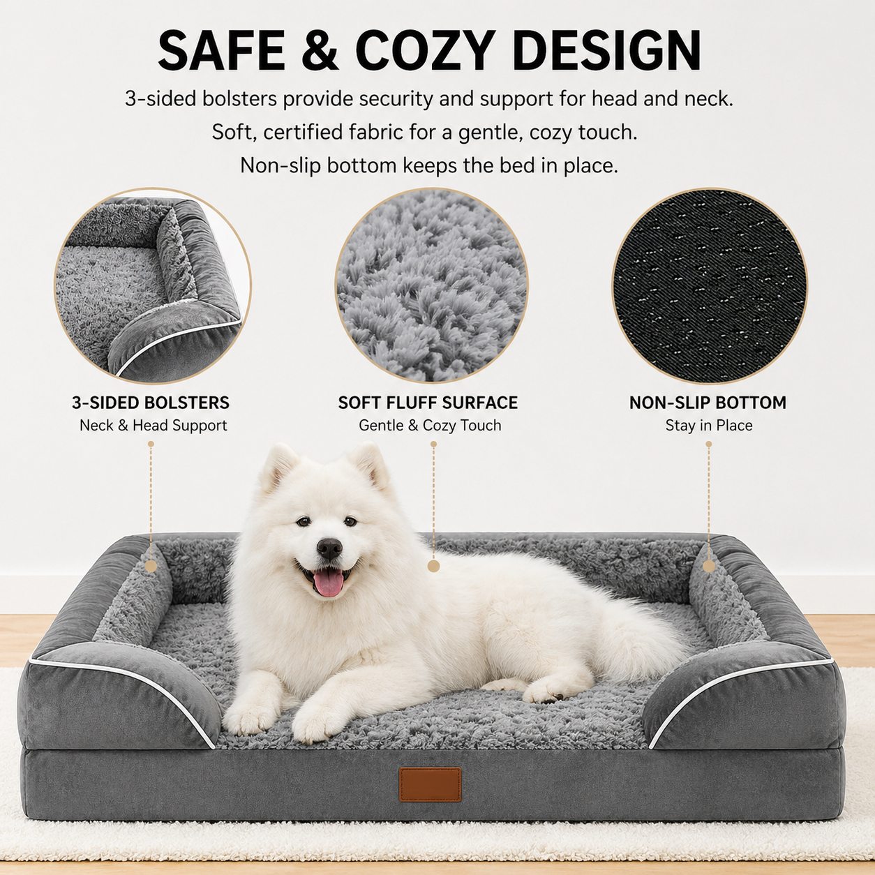 Chew-Proof Plush Pet Bed, Multiple Sizes 4