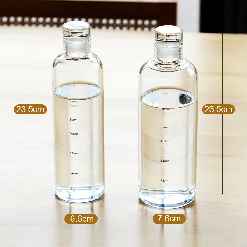 Gradient Glass Water Bottle with Time Marker 4
