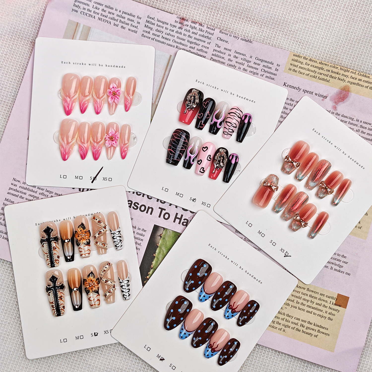 Long Pink Almond Press-On Nails, 10 Pieces 3