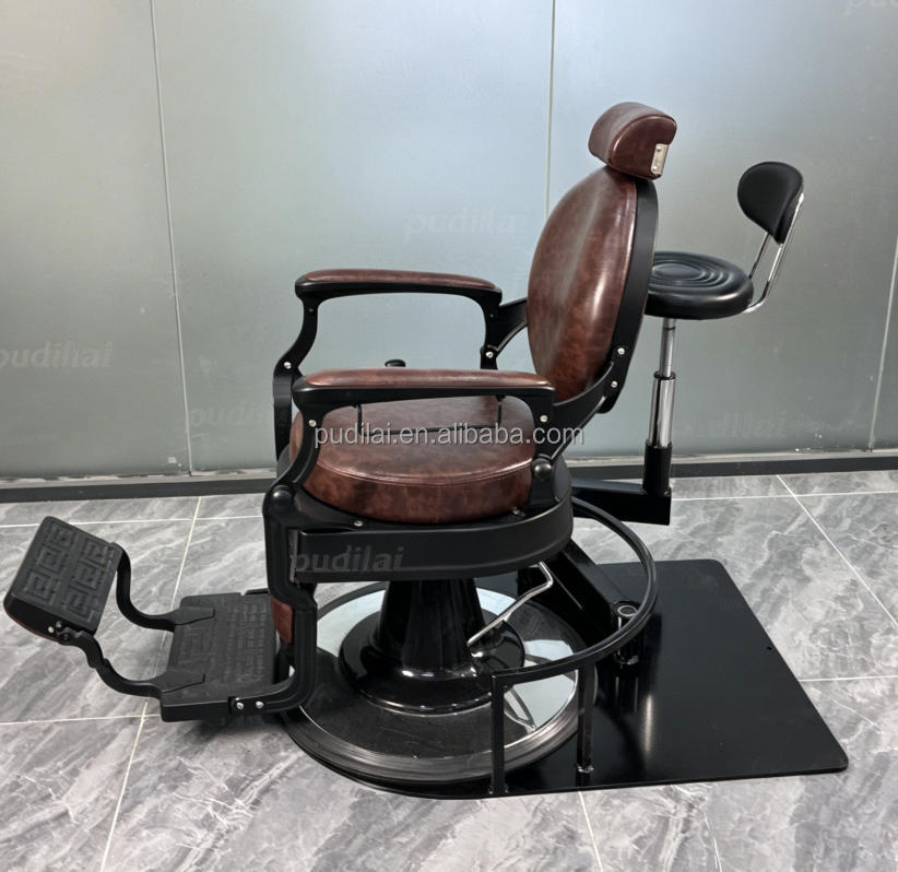 Black 360° Swivel Hydraulic Barber Chair 2