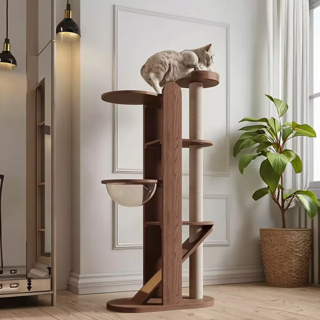Solid Wood Cat Scratching Post Tower 2