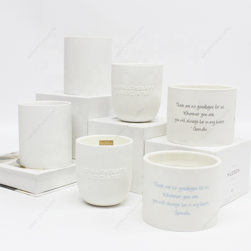 Matte White Ceramic Candle Container with Lid