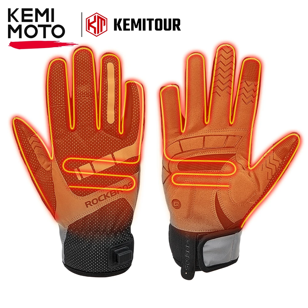 KEMITOUR Beheizte Fahrradhandschuhe Elektroroller USB Postheizung Thermo-Winterhandschuhe TouchScreen