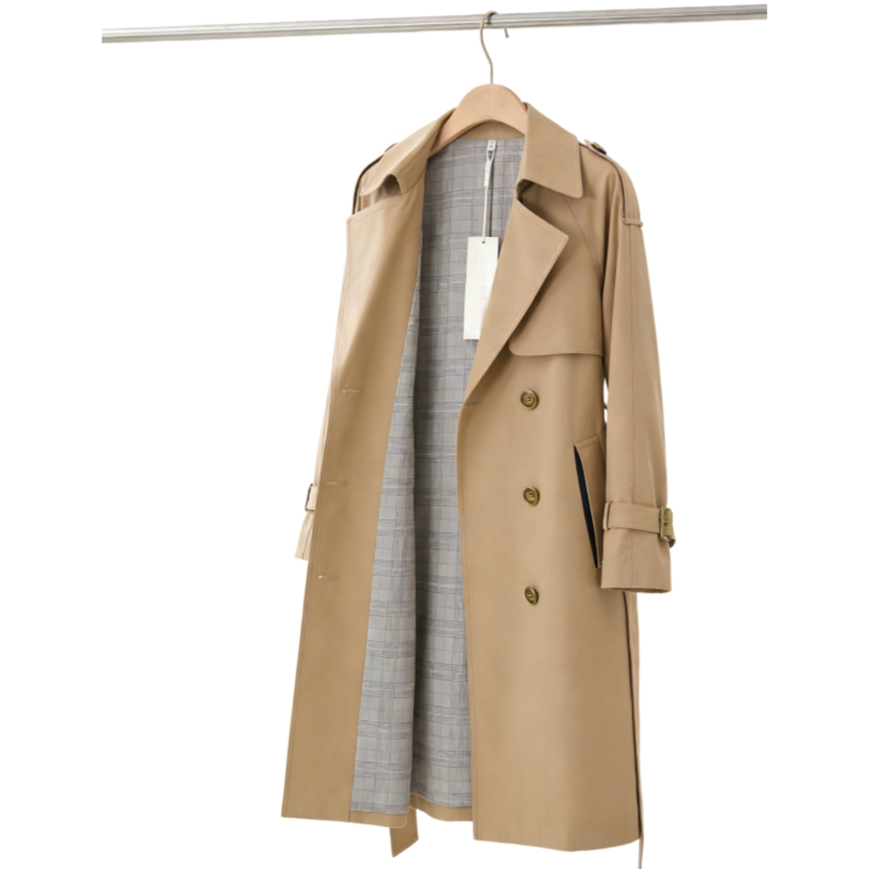 Slim Fit Windproof Women's Trench Coat with Belt