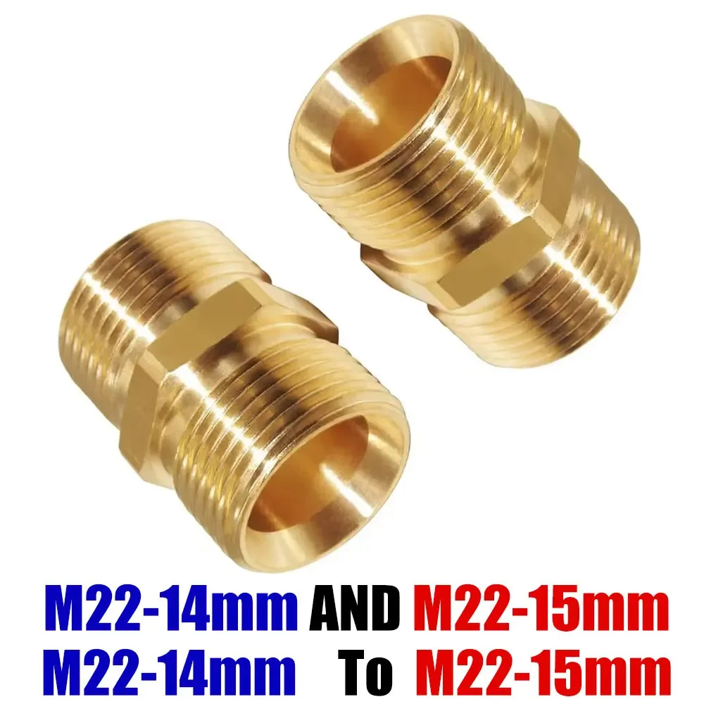 Messing M22 Schlauchverbinder 15mm Innengewinde auf 14mm Außengewinde
