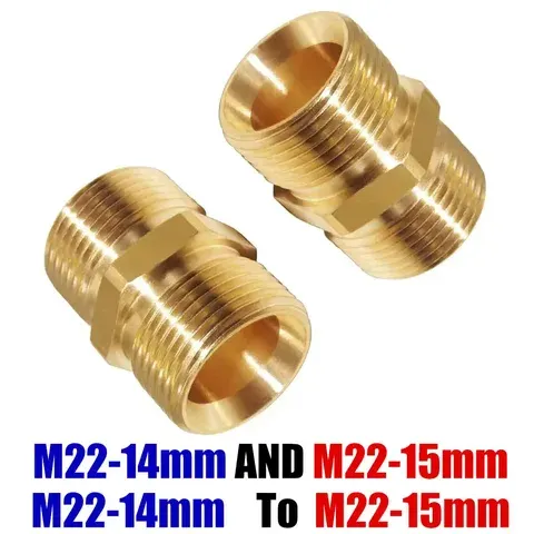 Messing M22 Schlauchverbinder 15mm Innengewinde auf 14mm Außengewinde