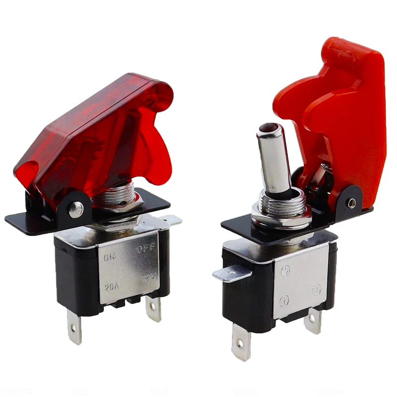 Illuminated LED Toggle Switch 12 V with Safety Cover 3