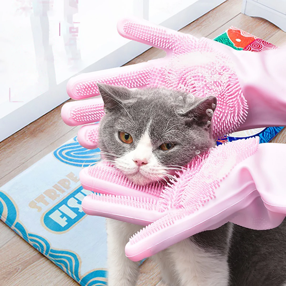 Silikon-Fellpflegehandschuh für Hunde und Katzen 3