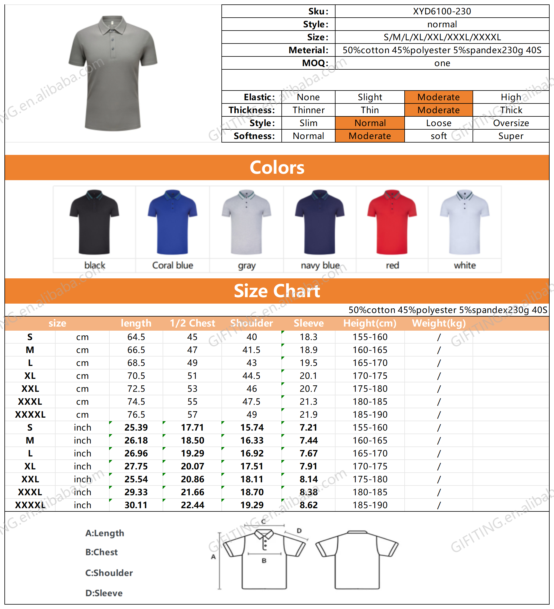Men's Plus Size Knit Golf Polo Shirt 3