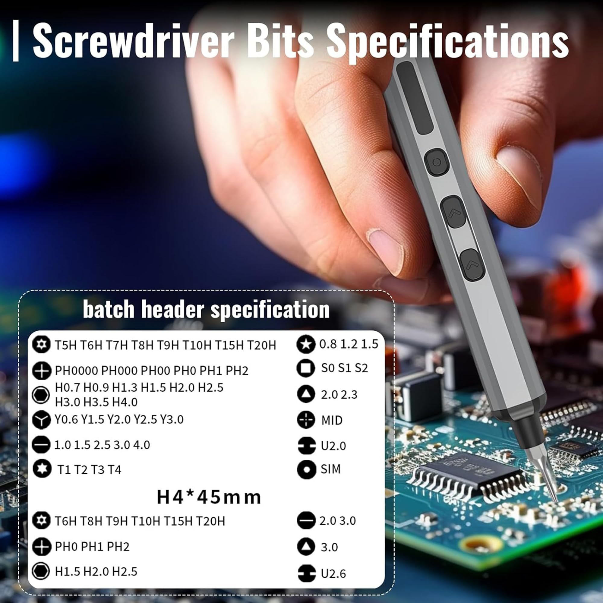 68-in-1 Electric Screwdriver 64 Magnetic Multi-Bits Power for 4