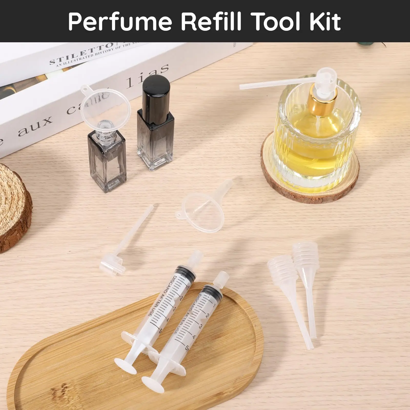 5-ml-Parfüm-Nachschub-Werkzeugset 8-teiliges Transparentes Parfümspender-Transfer-Werkzeugset aus Kunststoff Parfüm-Trichter Kosmetik-Display 3