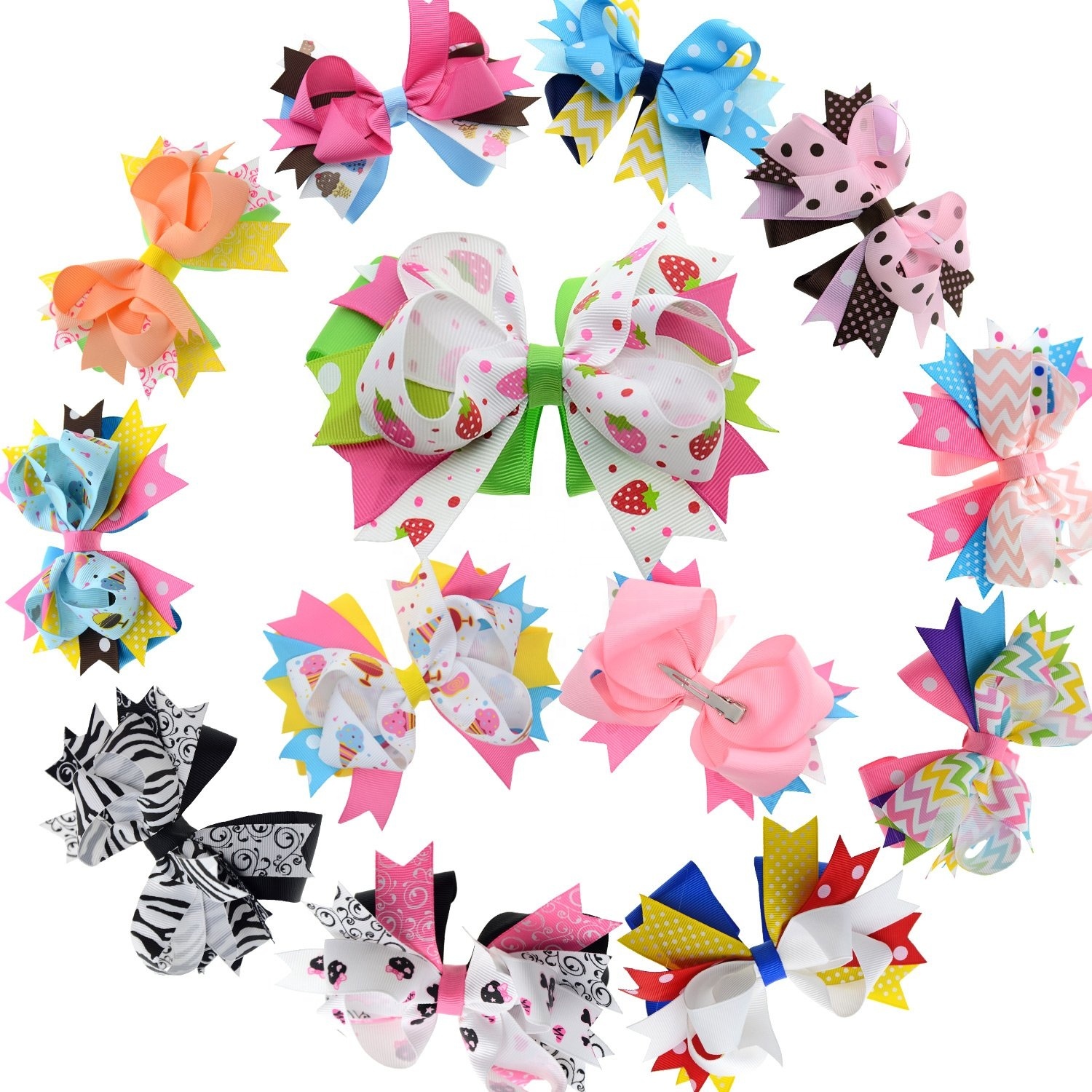 Fashion 5 Inch Stacked Hair Bows For Teen 2