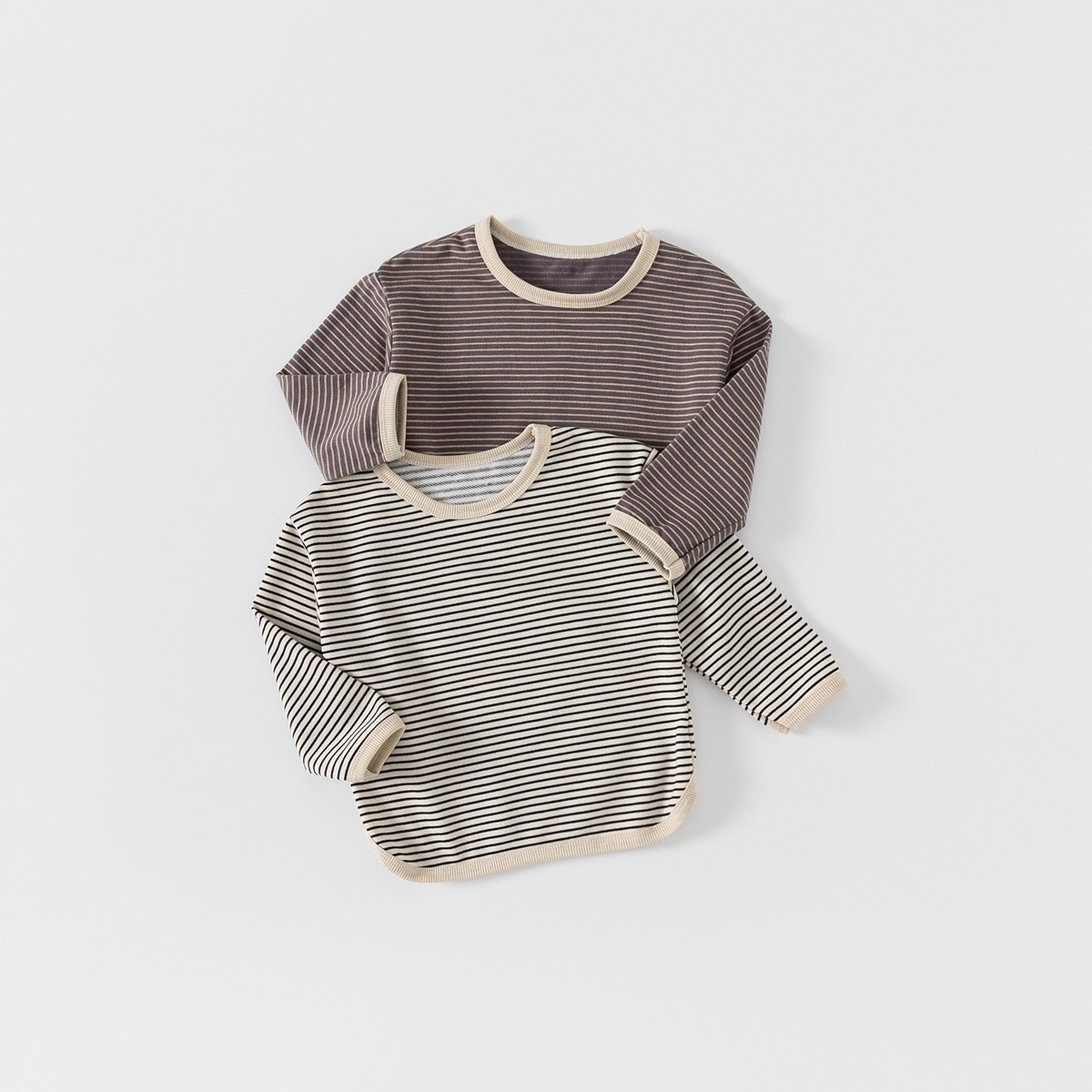 Autumn Casual Boys And Girls Striped Bottoming T-shirt