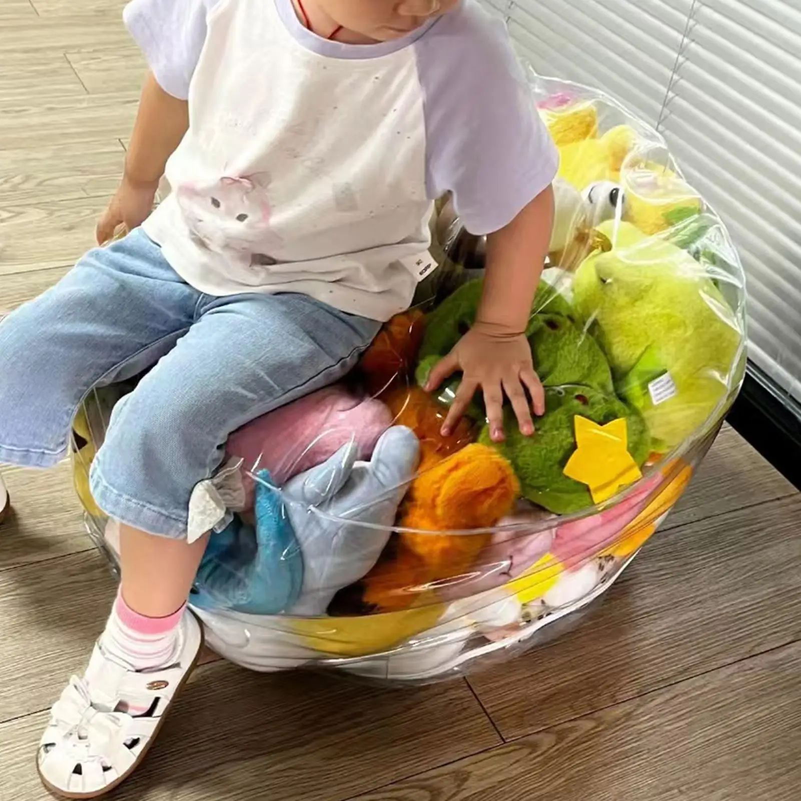 Transparenter Tier-Aufbewahrungsstuhl Plüsch-Sitzsack Wasserdichter Bezug Organizer-Tasche für Kinderzimmer 2