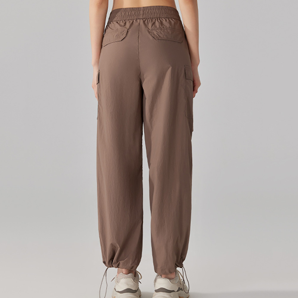 Women's Wide Leg Cargo Pants with Drawstring 3