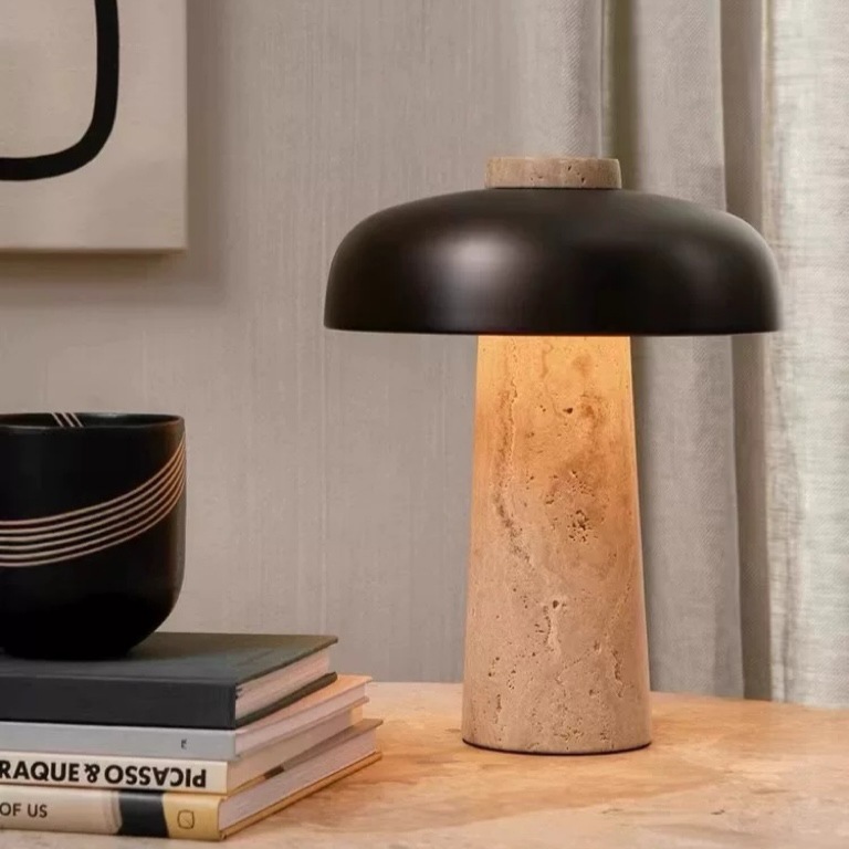 Nordic Yellow Travertine Mushroom Desk Lamp