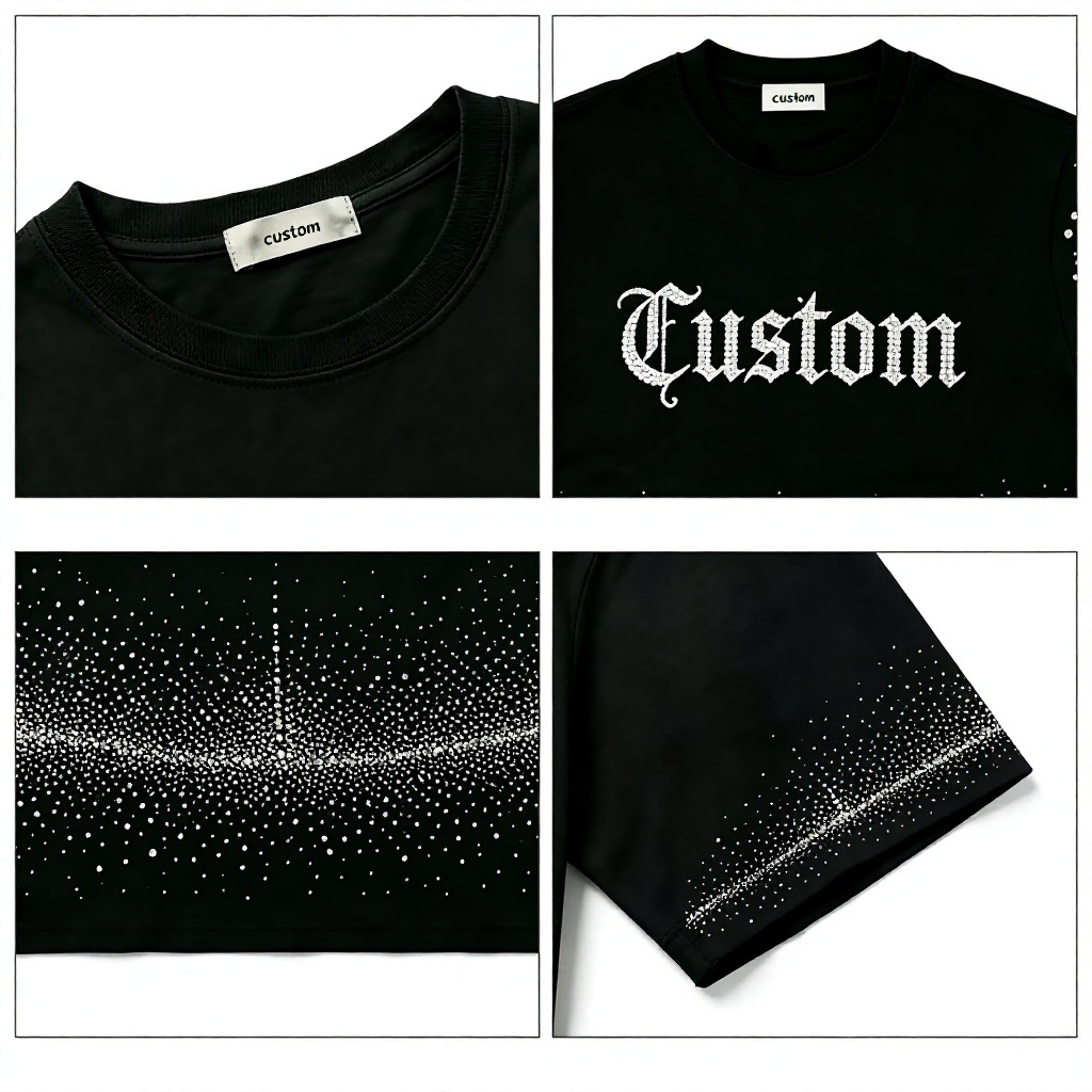 Schwarzes Oversized Gothic-Shirt mit Strass 3