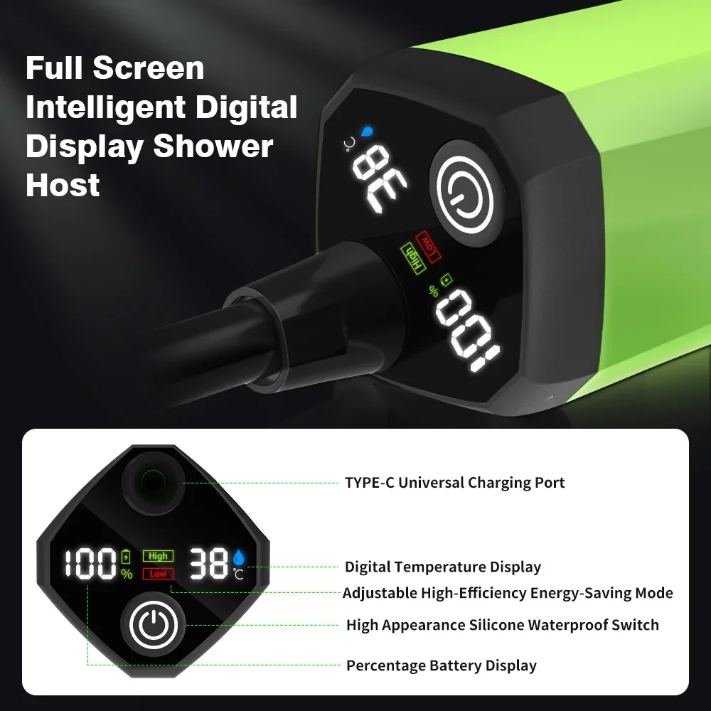 Camping Shower Pump with Digital Display, 6000mAh 3