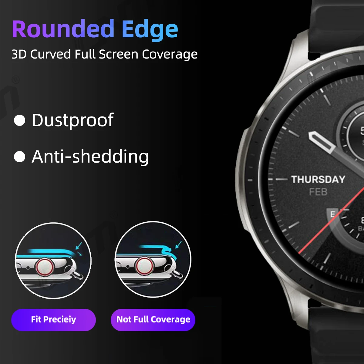 Vollabdeckende Schutzfolie für Amazfit Smartwatch 2