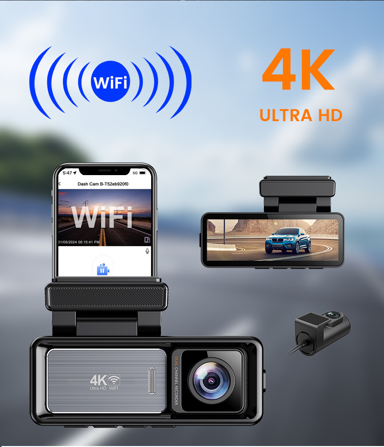 4K Dual Dash Cam with WiFi 4