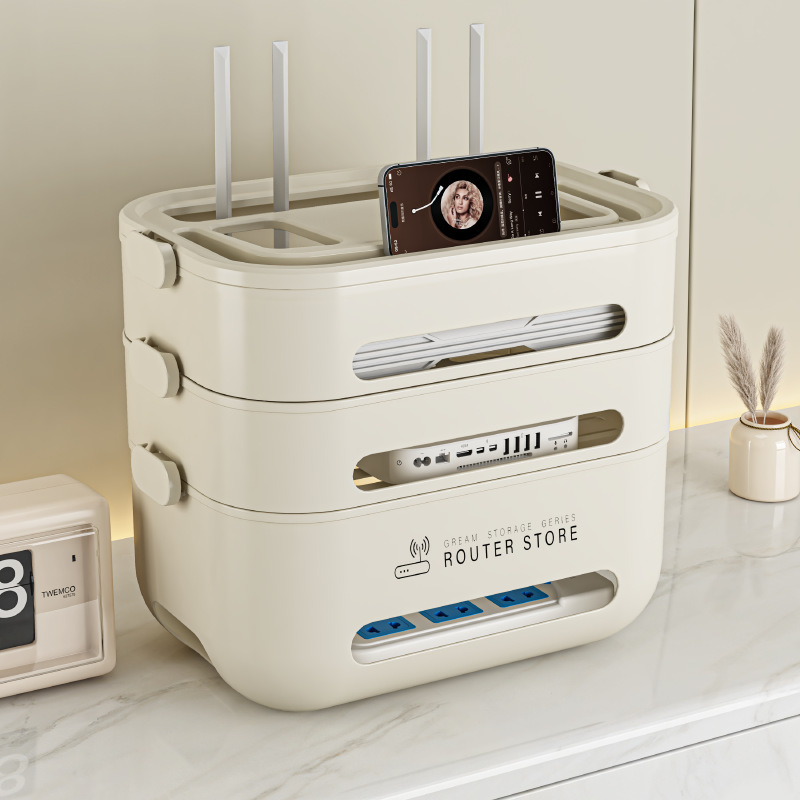 Wifi Router Storage Box Desktop Socket Wireless Optical 4