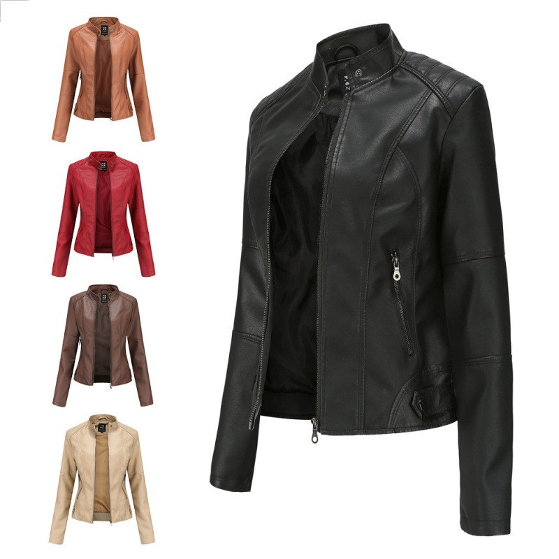 Damen-Lederjacke für Frühling und Herbst