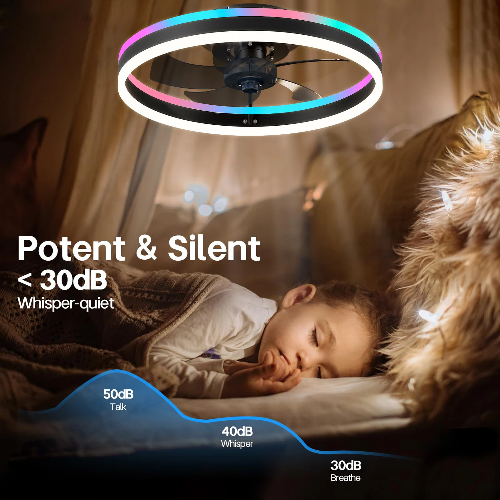 RGB Ceiling Fan with Light and App Control 4