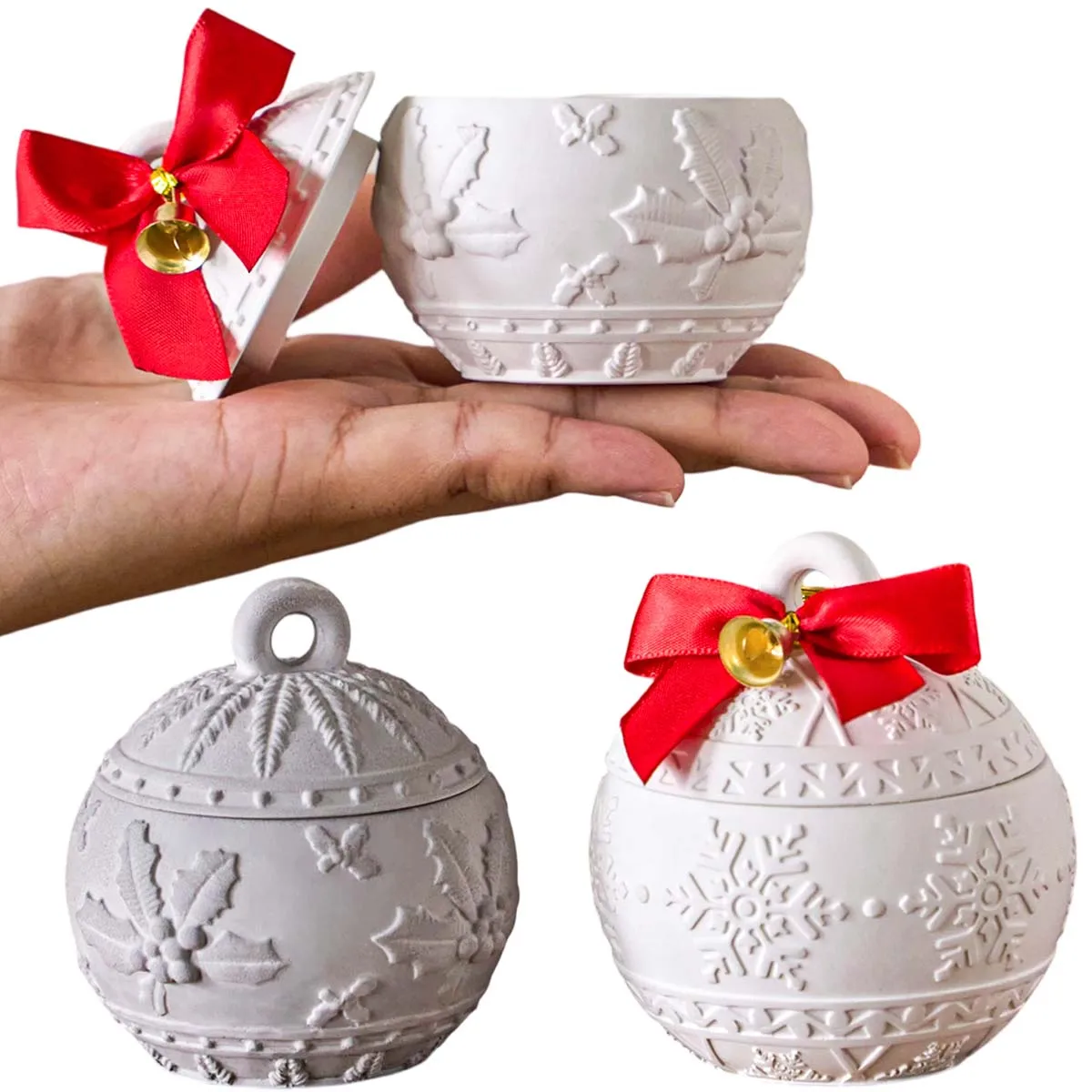 Weihnachten Relief Schnee Beere Kerze Glas Silikon Form
