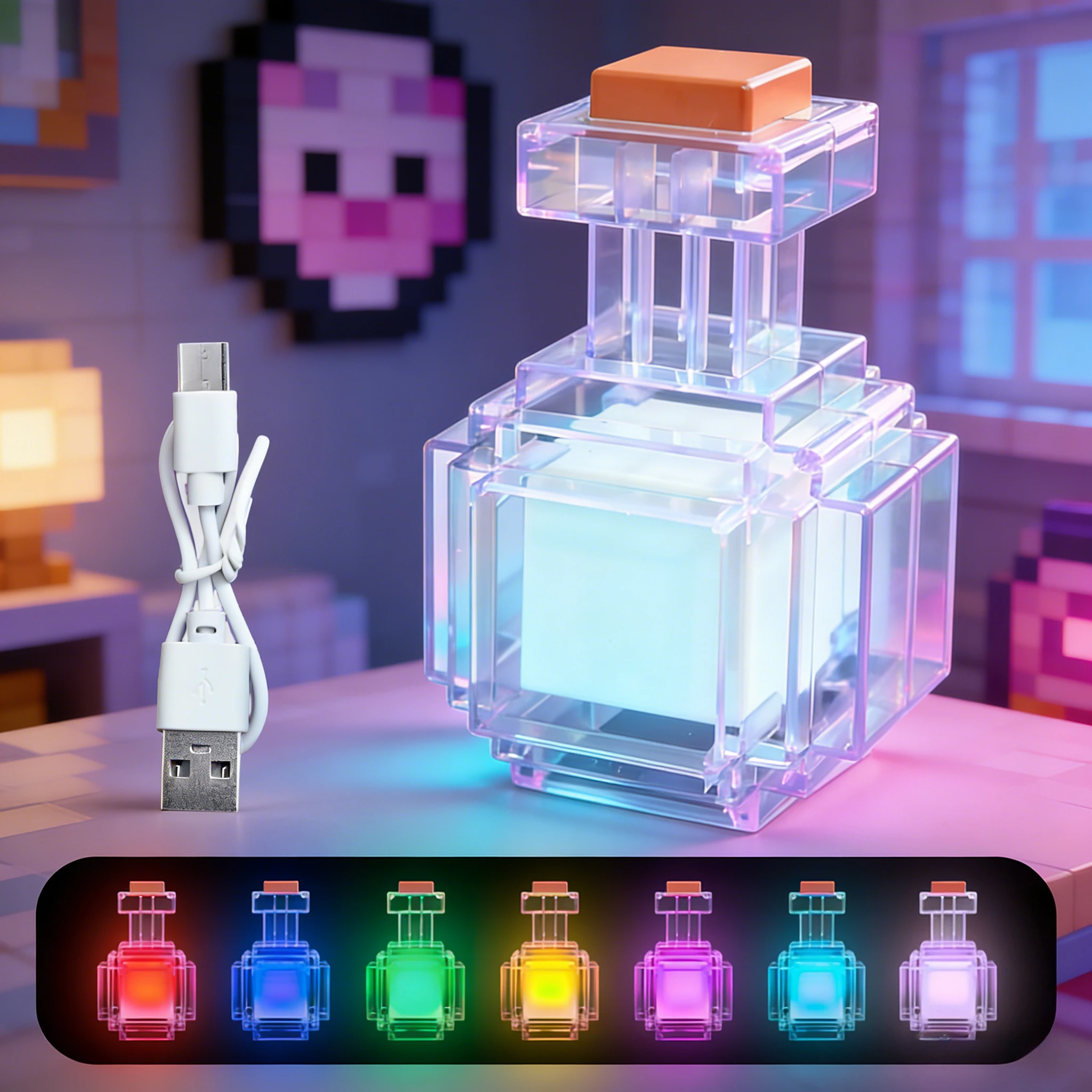MC Game Trankflaschen-Licht Wiederaufladbare Medizinflasche LED-Nachtlicht Tischlampe 7
