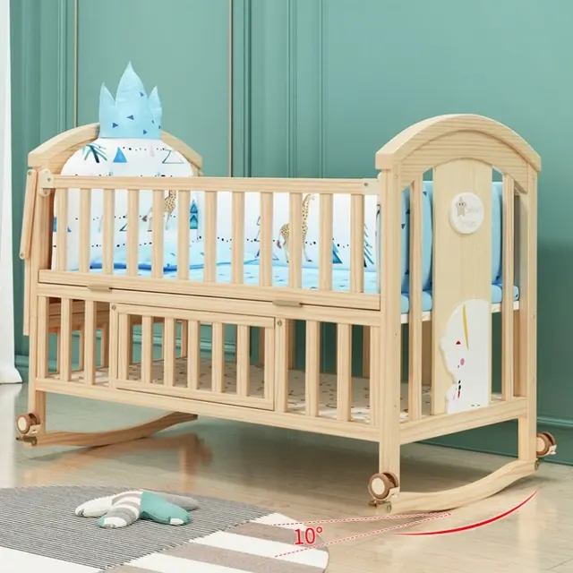 Solid Wood Baby Bed 4