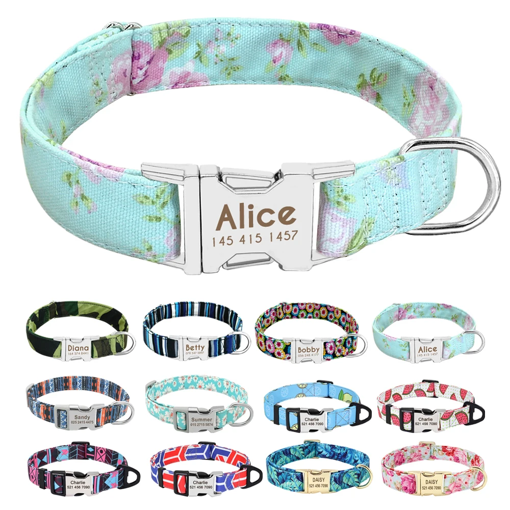 Personalized Nylon Dog Collar with Engraving