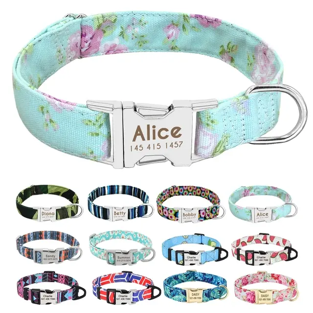 Personalized Nylon Dog Collar with Engraving 1