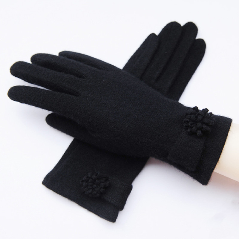Single Layer Wool Warm Ladies Gloves For Autumn