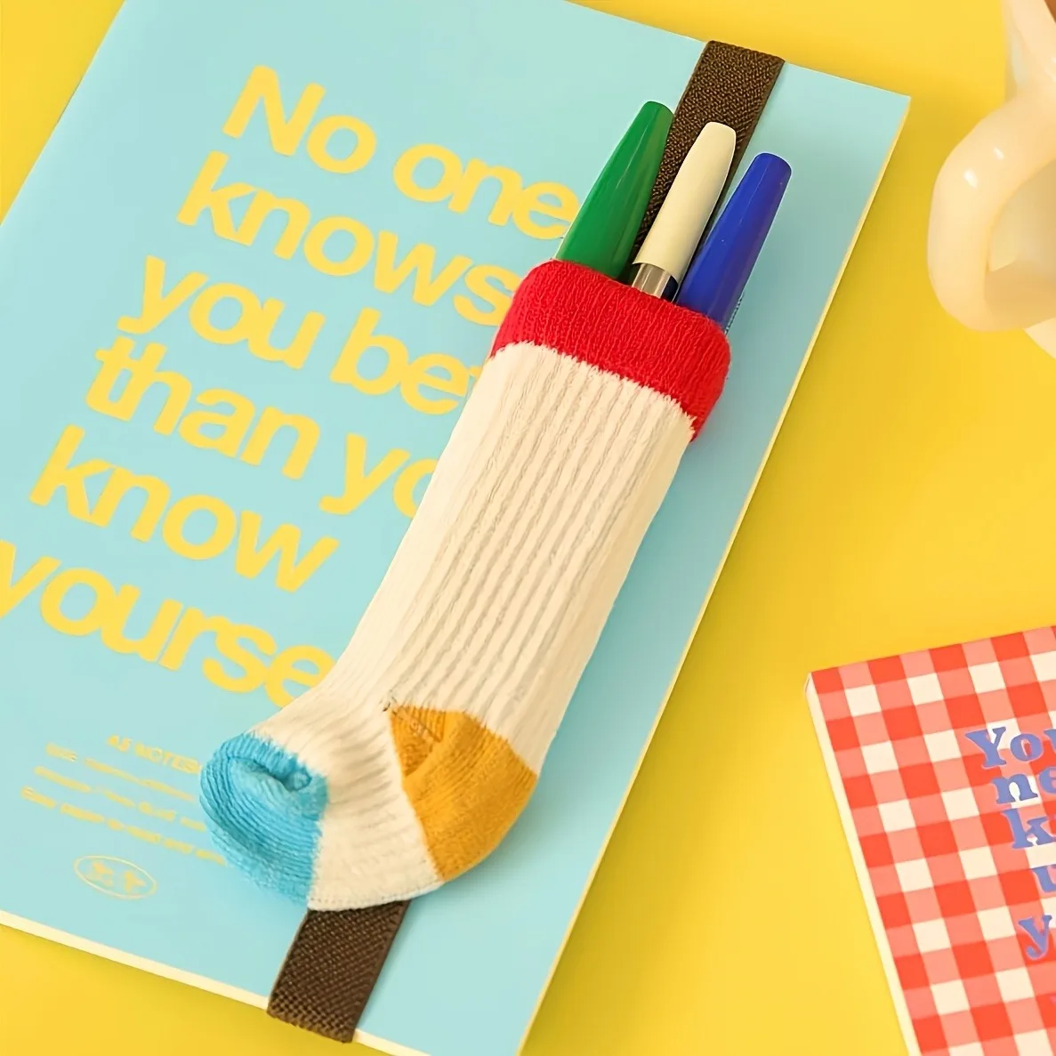 Retro-Socken-Stifthalter mit Notizbuchband