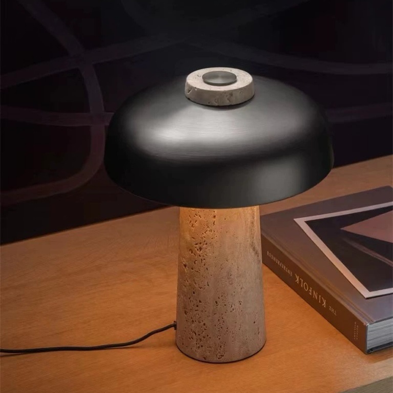 Nordic Yellow Travertine Mushroom Desk Lamp 4