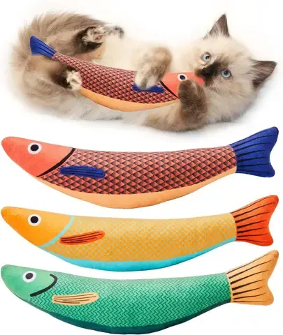 Plüsch-Katzenspielzeug Fisch mit Katzenminze