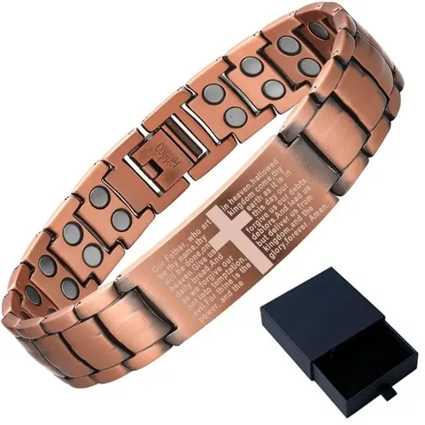 Pure Copper Bracelet for Men, Cross Magnetic Bracelet