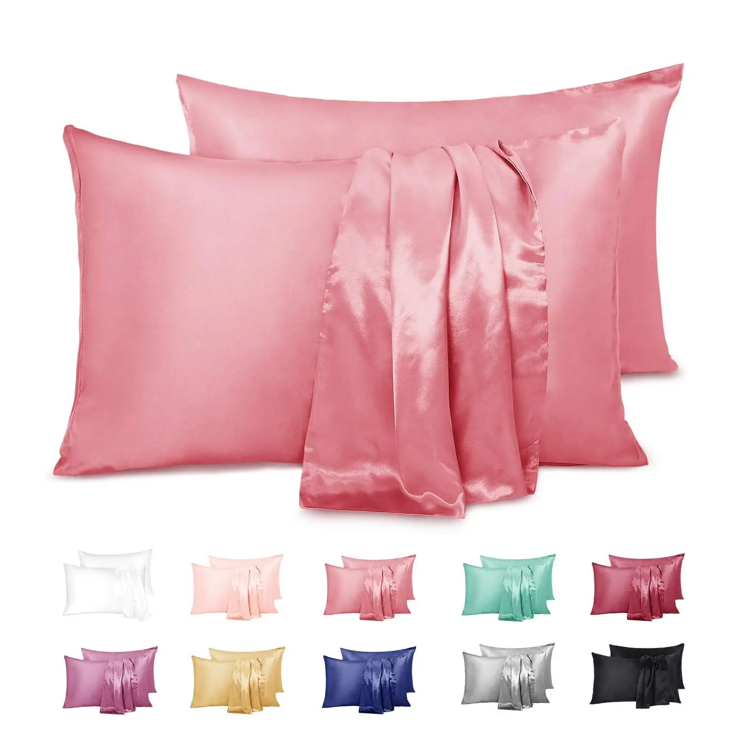 Satin-Kissenbezug mit Umschlag für Haut und Haar
