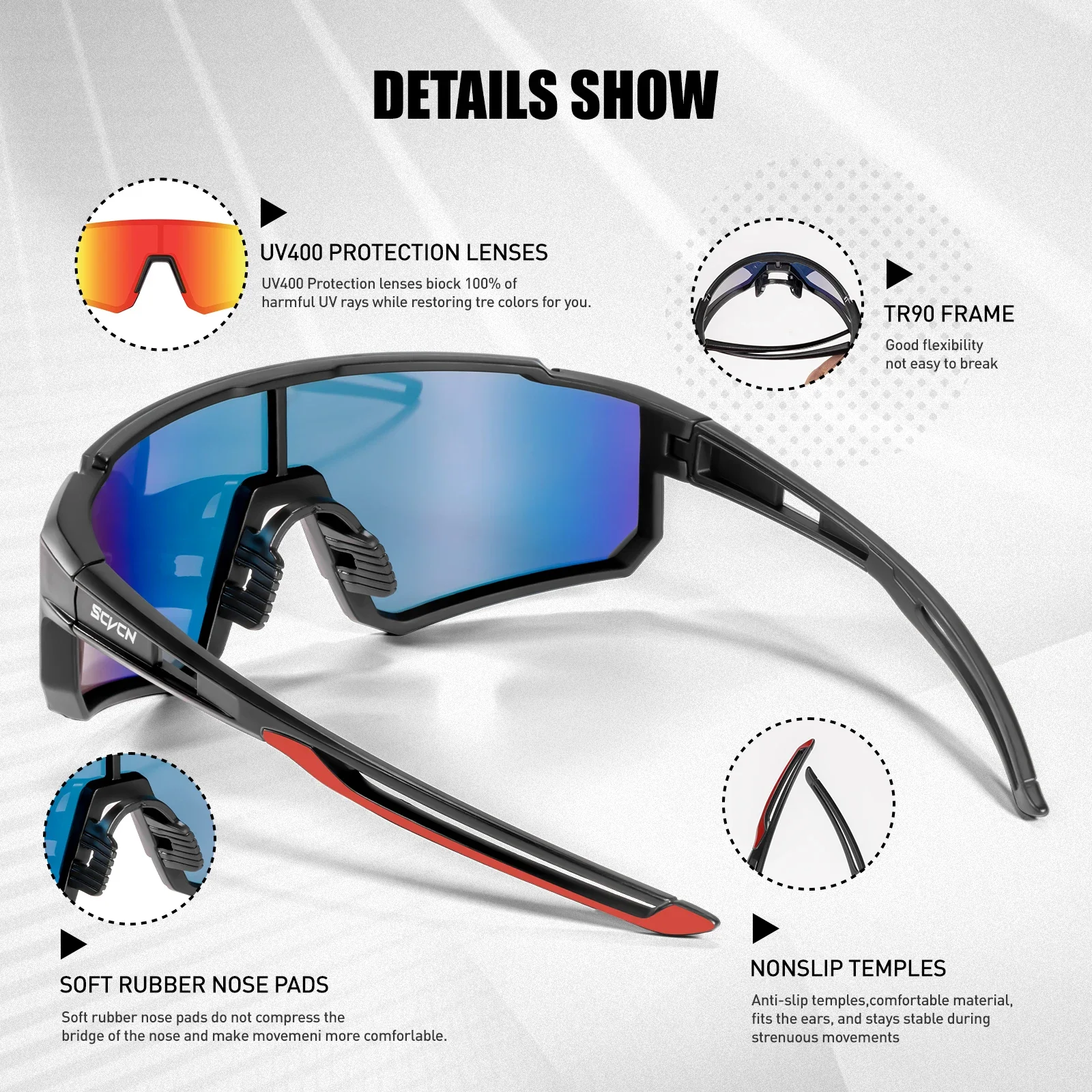 SCVCN Modische Sonnenbrille für Herren Sport Radfahren Brille 2