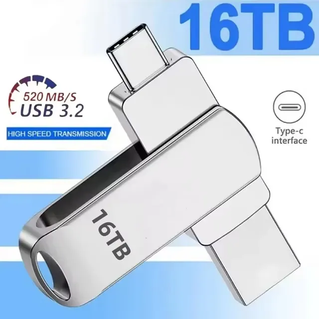 Waterproof Metal Type-C Flash Drive, 2 TB 3