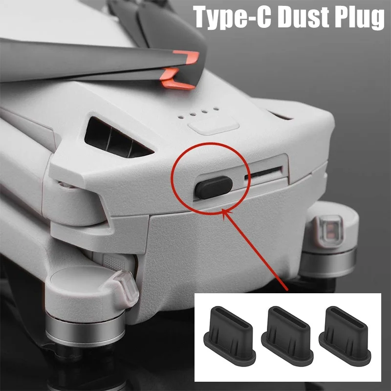 Typ-C Staubschutzstecker Silikonabdeckung & Anti-Verlust-Stopper für DJI Mini 2