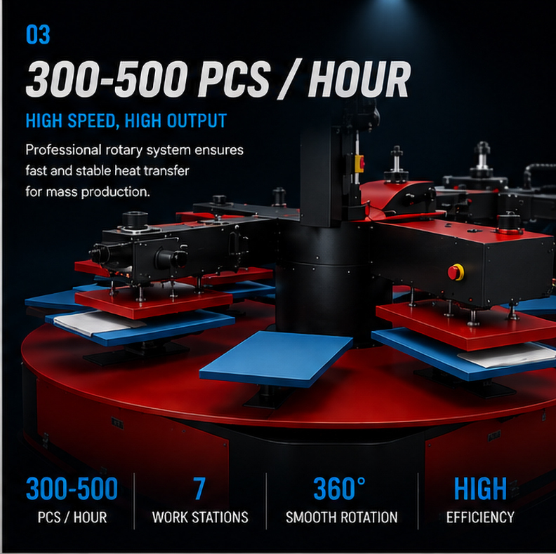 Automatic 7 Station Rotary Heat Press Production Line 4