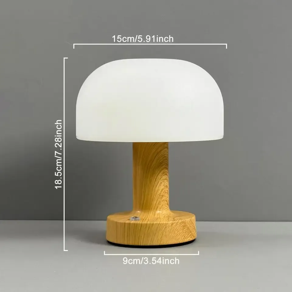 Wooden Base Touch Mushroom Table Lamp 2