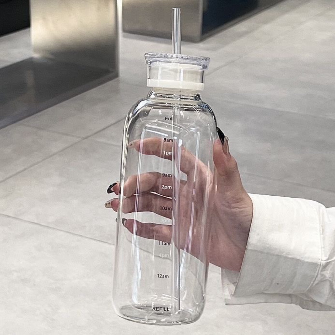 Drinkware Water Bottle 550-750ml Large Capacity Time Marker 2