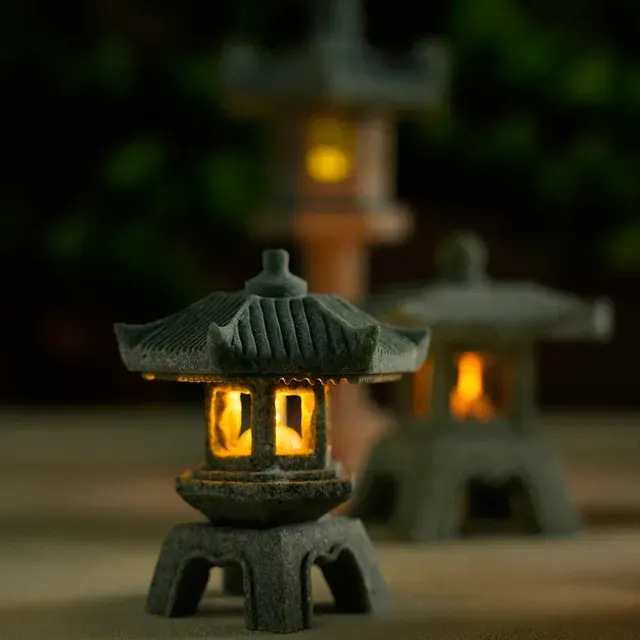 Mini Pagode Laterne Licht Garten Statue Micro Landschaft 3