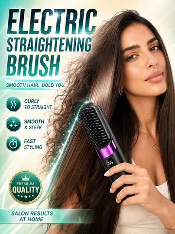 Elektrische Haarglättungsbürste Kabellos Mini Kabelloser Haarglätter Kamm Keramik