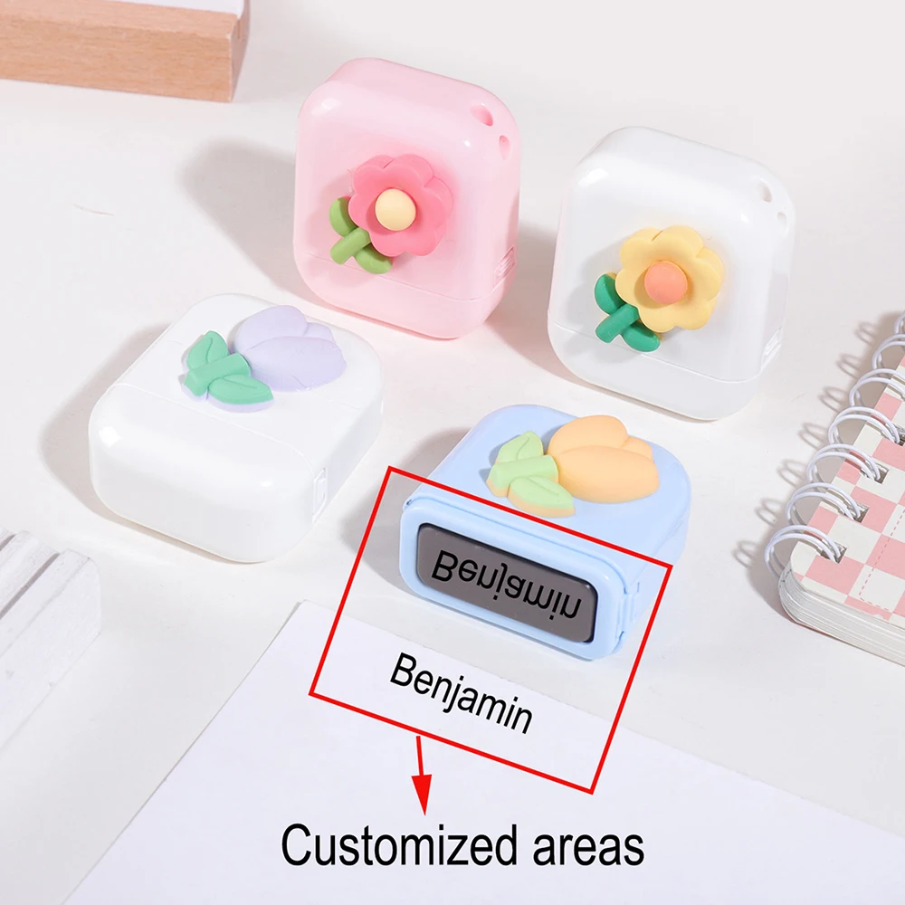 Floral Name Stamp for Kids, Waterproof 2