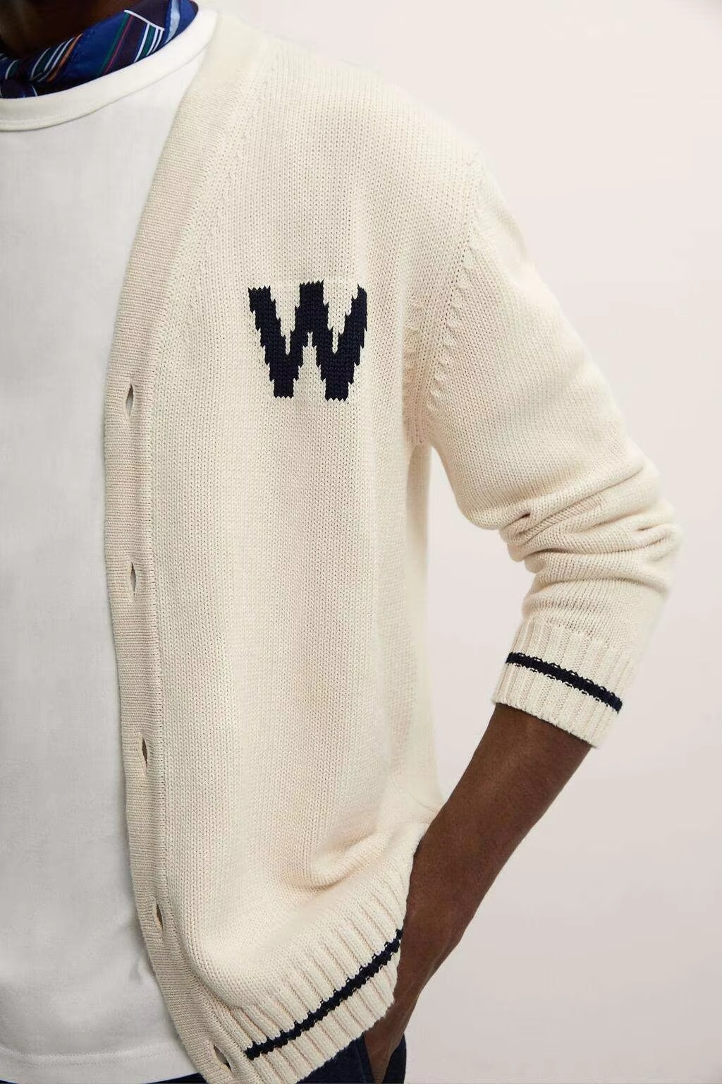 Pattern Mens Winter Cardigan Wool Blends Knitted Button 4